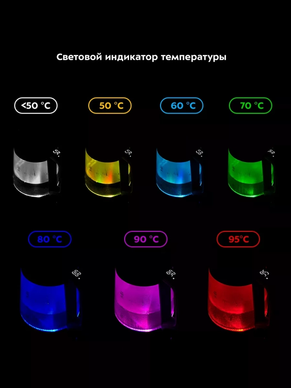 Чайник электрический стеклянный КТ-6617 - 1 л Чайник электрический стеклянный КТ-6617 - 1 л