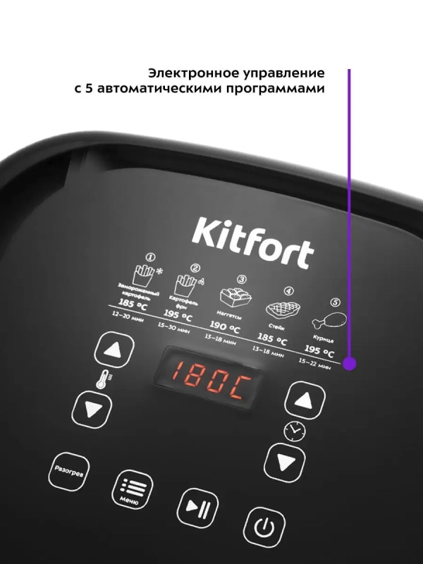 Аэрогриль электрический с поддоном КТ-2215 - 4.5 л Аэрогриль электрический с поддоном КТ-2215 - 4.5 л