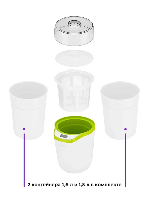 Йогуртница электрическая КТ-2077 25 Вт 1,8 л Йогуртница электрическая КТ-2077 25 Вт 1,8 л