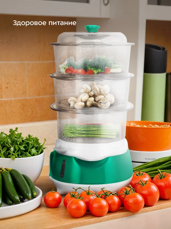 Пароварка электрическая с таймером КТ-6454 - 840-1000 Вт