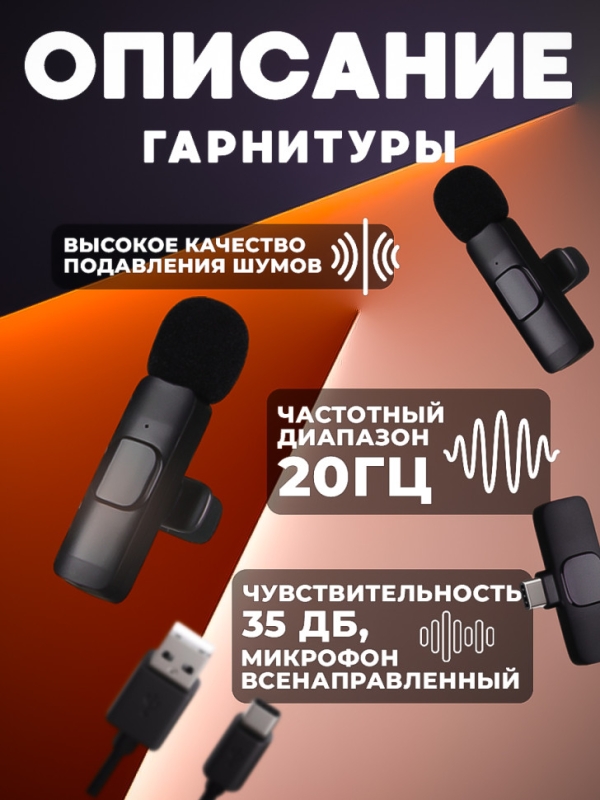 Микрофон беспроводной Type-C K9 2 in1 Микрофон беспроводной Type-C K9 2 in1