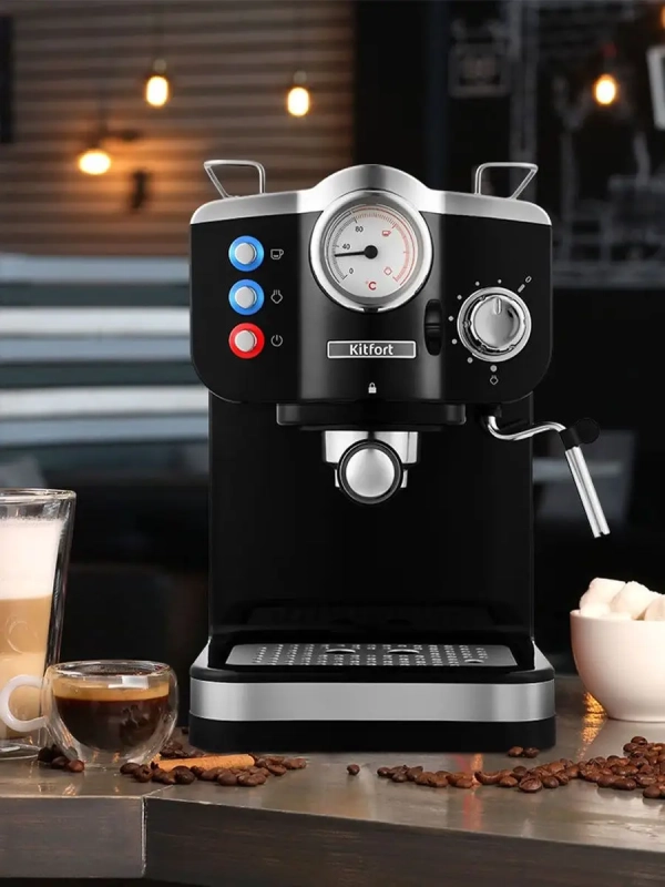 Кофеварка рожковая электрическая КТ-739 - 1100 Вт - 1.25 л Кофеварка рожковая электрическая КТ-739 - 1100 Вт - 1.25 л