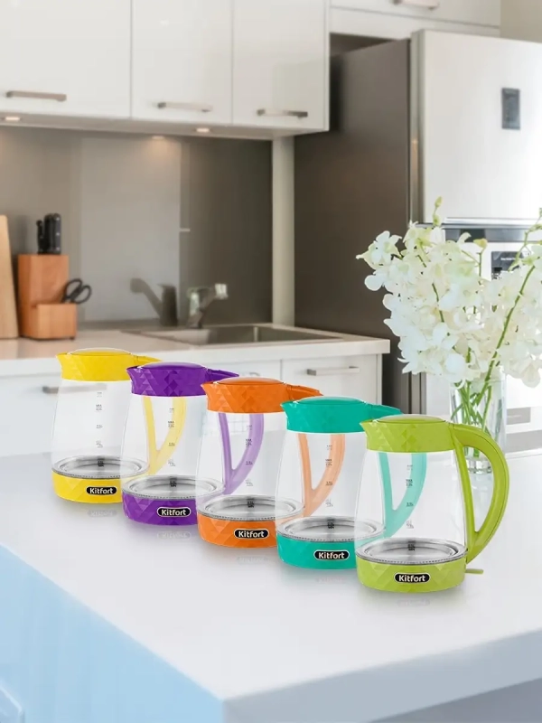 Чайник электрический стеклянный с подсветкой КТ-6123 - 2 л Чайник электрический стеклянный с подсветкой КТ-6123 - 2 л