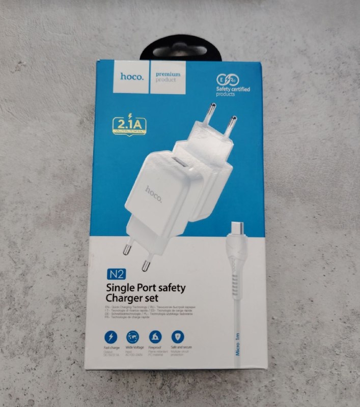 СЗУ N2 USB на Micro 2.1A HOCO белое СЗУ N2 USB на Micro 2.1A HOCO белое
