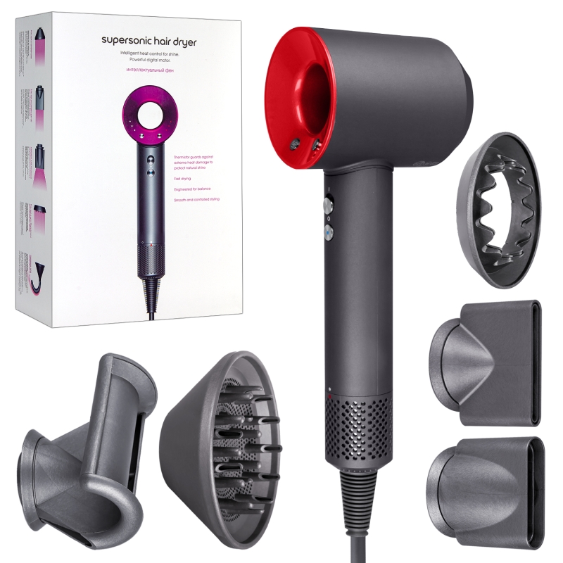 Набор фен Supersonic hair dryer Серый с красным (6 в 1) 3M Набор фен Supersonic hair dryer Серый с красным (6 в 1) 3M