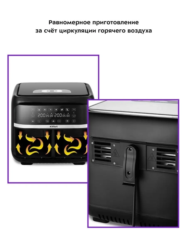 Аэрогриль электрический с 2 чашами и функцией сушилки 7.6 л Аэрогриль электрический с 2 чашами и функцией сушилки 7.6 л