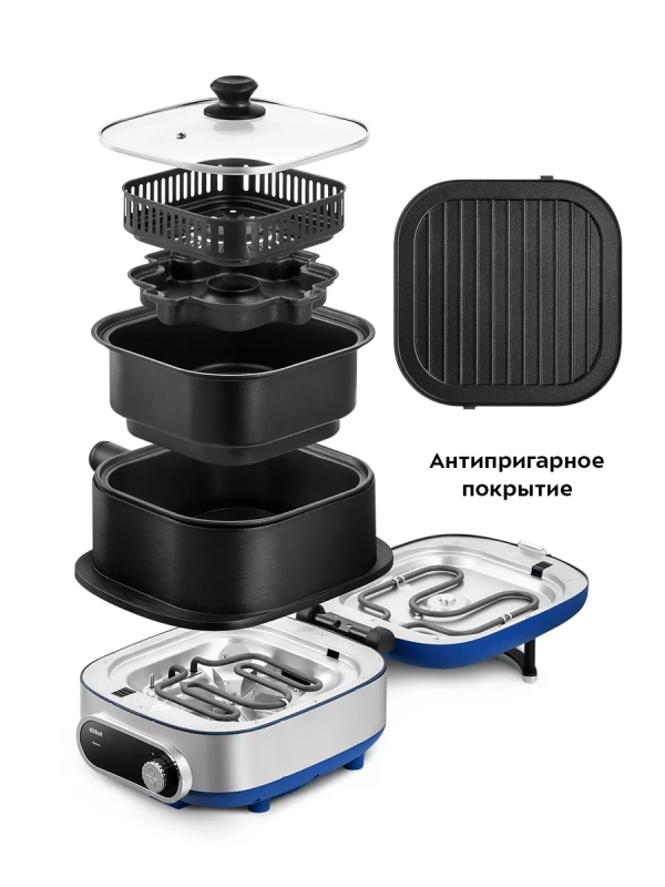 Электросковорода сковорода антипригарная КТ-6304 (3 в 1) Электросковорода сковорода антипригарная КТ-6304 (3 в 1)