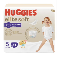 Подгузники-трусики детские HUGGIES Elite Soft 5 12–17кг, 34шт