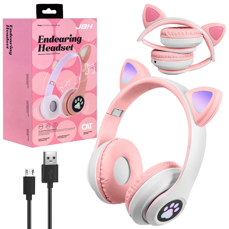 Наушники Bluetooth STM-28 CAT JBH розовые Наушники Bluetooth STM-28 CAT JBH розовые