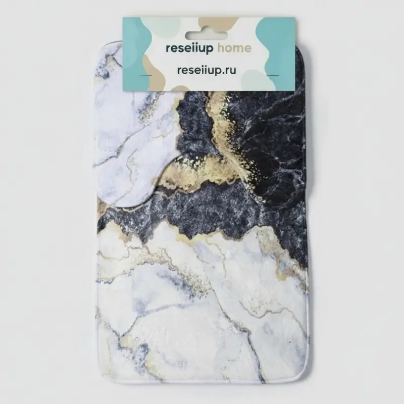 Коврики для ванной и туалета Доляна &laquo;Мрамор&raquo;, 2 шт: 79&times;50 см, 50&times;39 см, цвет МИКС