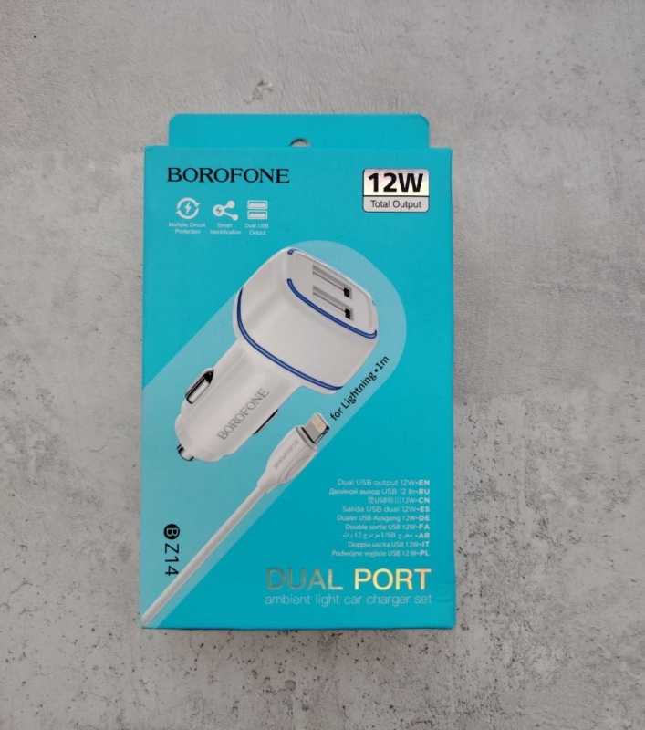АЗУ BZ14 Lightning на 2 USB 2.4A 12W Borofone белый АЗУ BZ14 Lightning на 2 USB 2.4A 12W Borofone белый