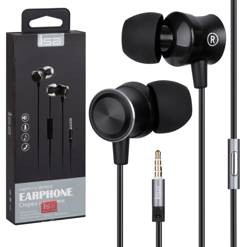 Наушники ISA-07 Кнопка ответа + микрофон ISA Наушники ISA-07 Кнопка ответа + микрофон ISA