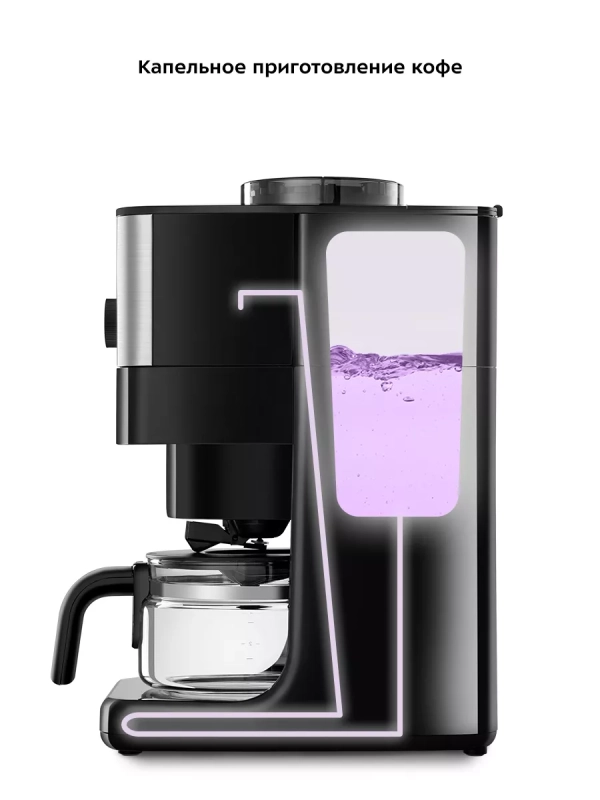 Кофемашина автоматическая капельная с кофемолкой КТ-7288 Кофемашина автоматическая капельная с кофемолкой КТ-7288