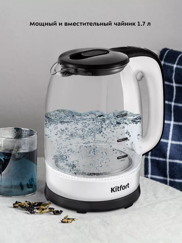 Чайник электрический стеклянный КТ-6192 - 1,7 л