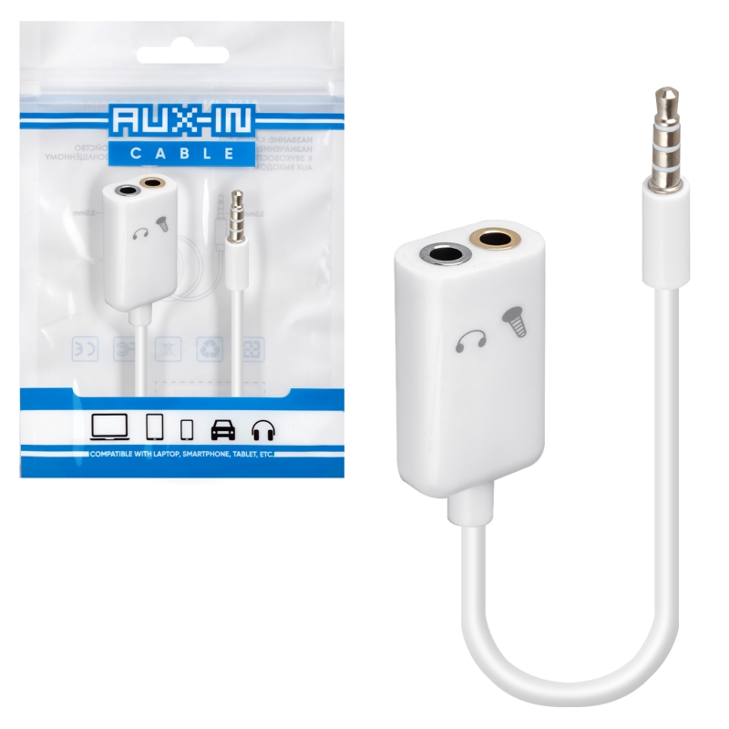 Переходник AUX на 2 AUX (под наушники + микрофон) Переходник AUX на 2 AUX (под наушники + микрофон)
