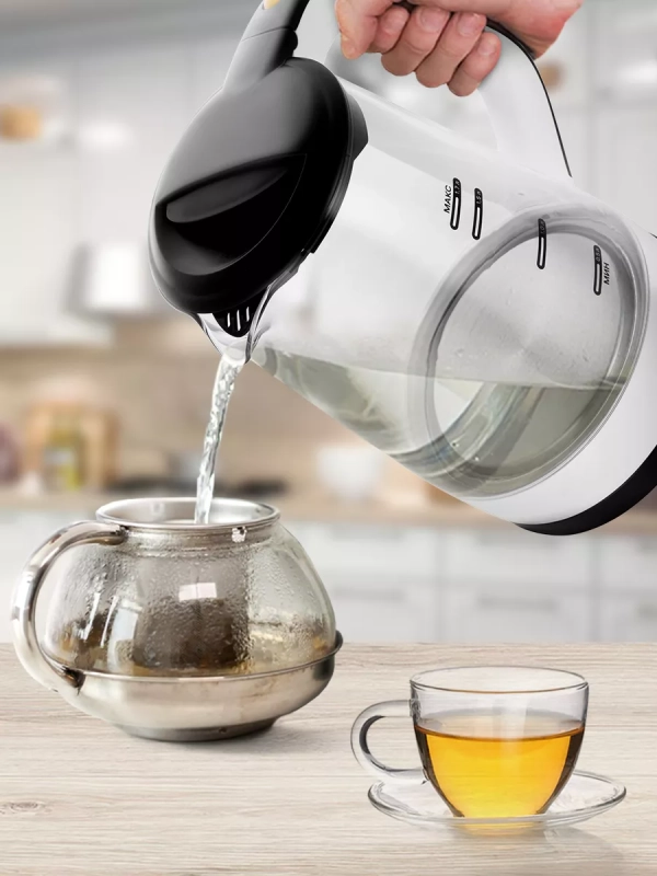 Чайник электрический стеклянный КТ-6635 - 1.7 л