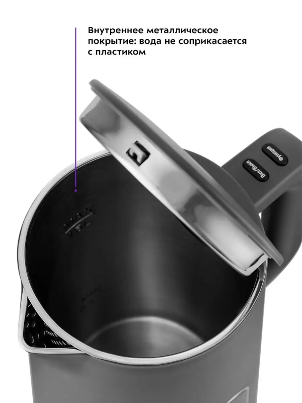 Чайник электрический металлический пластик КТ-6115 - 1.5 л Чайник электрический металлический пластик КТ-6115 - 1.5 л