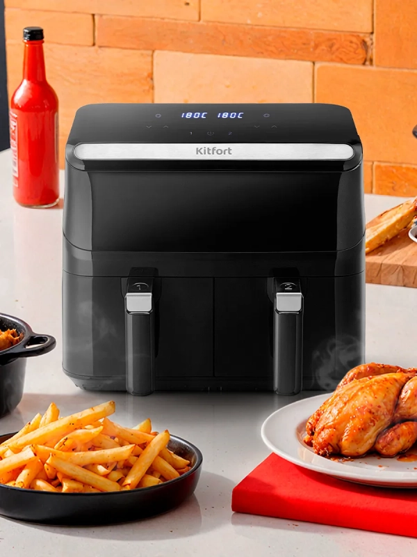 Аэрогриль электрический 2200Вт с 2 поддонами 8 литров Аэрогриль электрический 2200Вт с 2 поддонами 8 литров