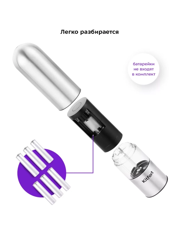 Мельница для специй электрическая для соли и перца КТ-6011