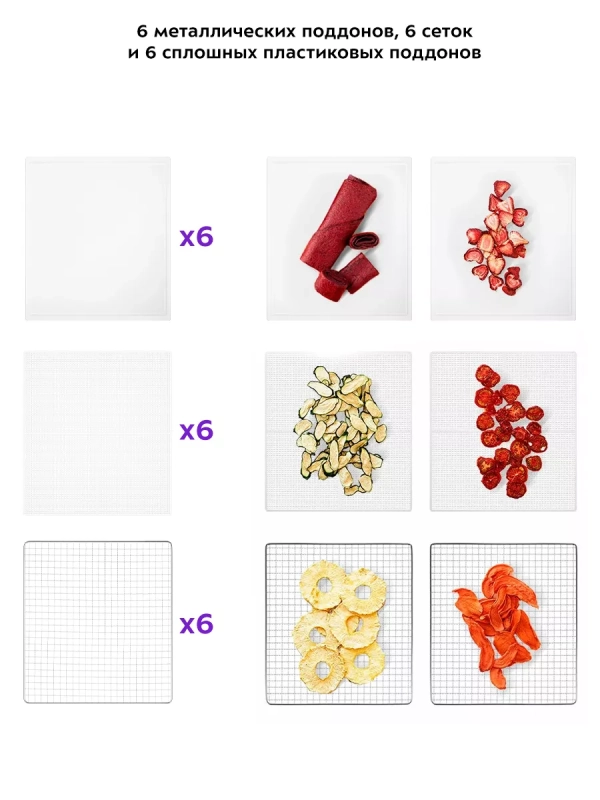 Сушка для овощей и фруктов электрическая КТ-1964 - 600 Вт Сушка для овощей и фруктов электрическая КТ-1964 - 600 Вт