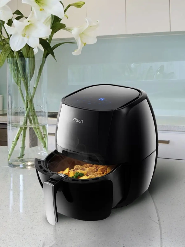 Аэрогриль электрический с поддоном КТ-2220 - 6 л Аэрогриль электрический с поддоном КТ-2220 - 6 л