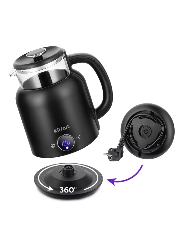 Чайник электрический с терморегулятором КТ-6725 - 1,5 л Чайник электрический с терморегулятором КТ-6725 - 1,5 л