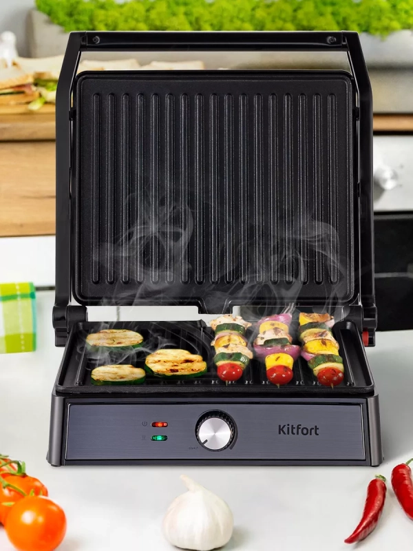 Электрогриль 2000Вт с двусторонней панелью КТ-1699 Электрогриль 2000Вт с двусторонней панелью КТ-1699