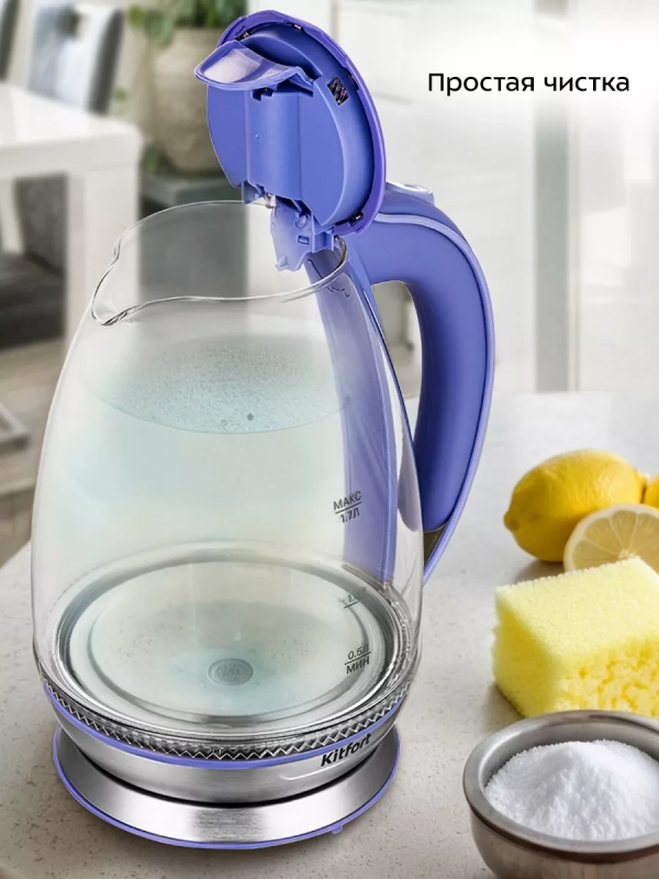 Чайник электрический стеклянный с подсветкой КТ-6668 - 1.7 л