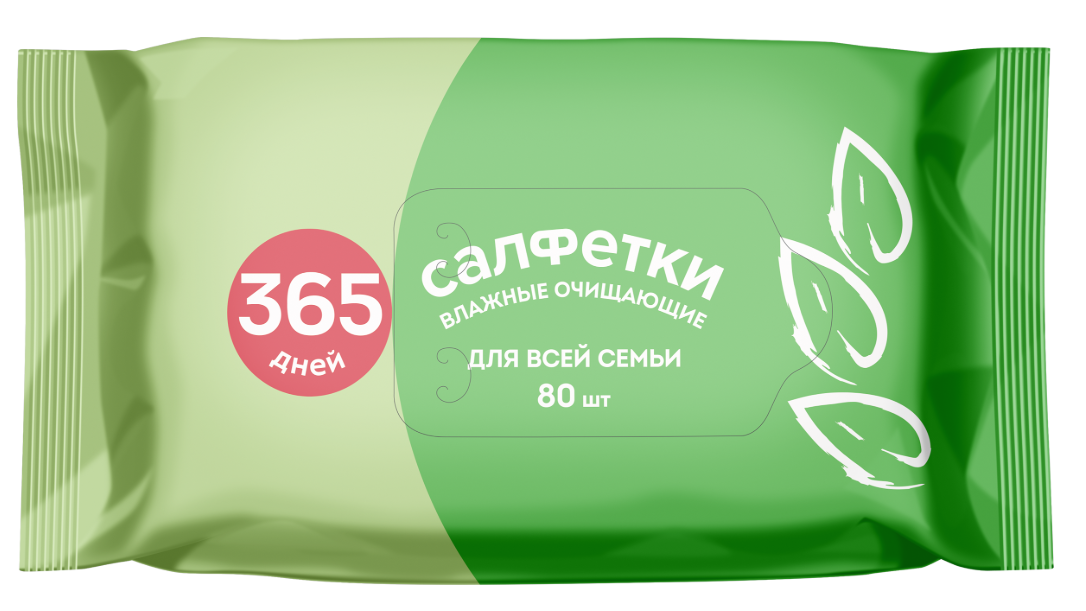 Салфетки влажные очищающие  Салфетки влажные очищающие "365 дней" 80 штук
