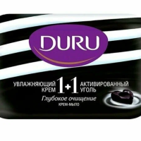 Мыло DURU "Softsens", 1+1, Увлажняющий крем и Активный уголь, туалетное, 80 г