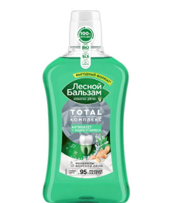 Ополаскиватель для полости рта ЛЕСНОЙ БАЛЬЗАМ Total с морской солью, экстрактом имбиря и чаем матча, 800мл