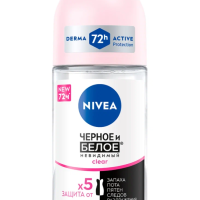 Дезодорант-антиперспирант роликовый женский NIVEA Clear Черное и белое Невидимый, 50мл