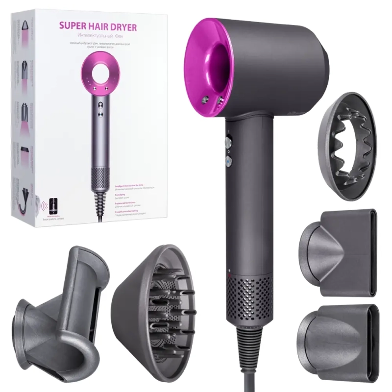 Набор фен SUPER HAIR DRYER Серый с розовым ( 6 в 1) 1.8м(УЦЕНКА) Набор фен SUPER HAIR DRYER Серый с розовым ( 6 в 1) 1.8м(УЦЕНКА)