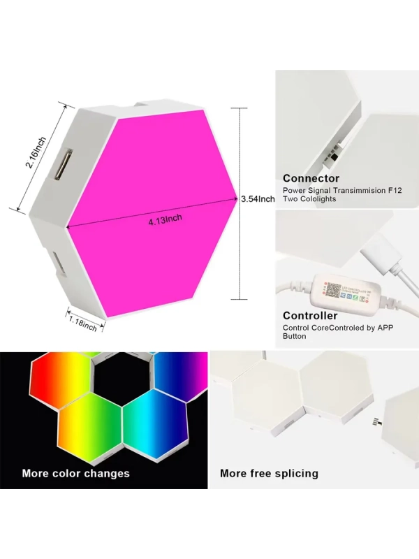Светодиодный светильник RGB Соты 12 штук с пультом управления и Wi-Fi Светодиодный светильник RGB Соты 12 штук с пультом управления и Wi-Fi