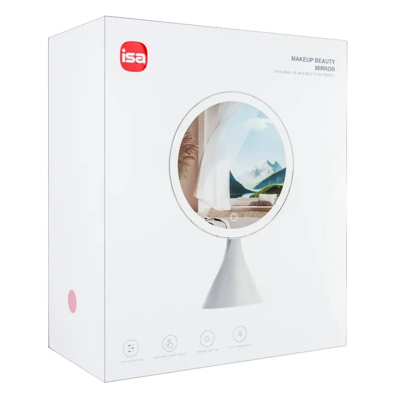 Настольное зеркало для макияжа с подсветкой ML-06 ISA розовое Настольное зеркало для макияжа с подсветкой ML-06 ISA розовое