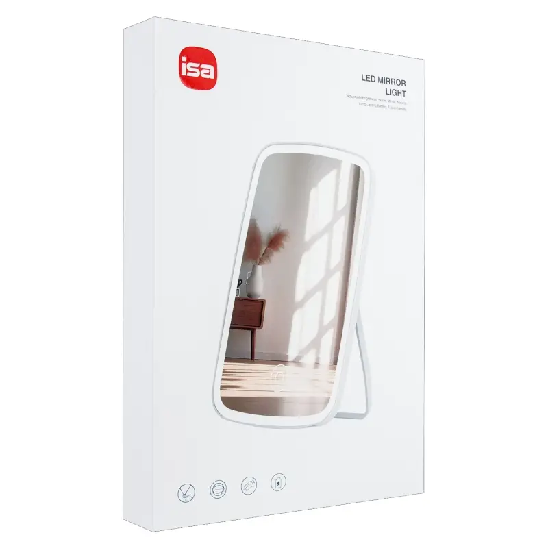 Настольное зеркало для макияжа с подсветкой ML-07 ISA белое Настольное зеркало для макияжа с подсветкой ML-07 ISA белое