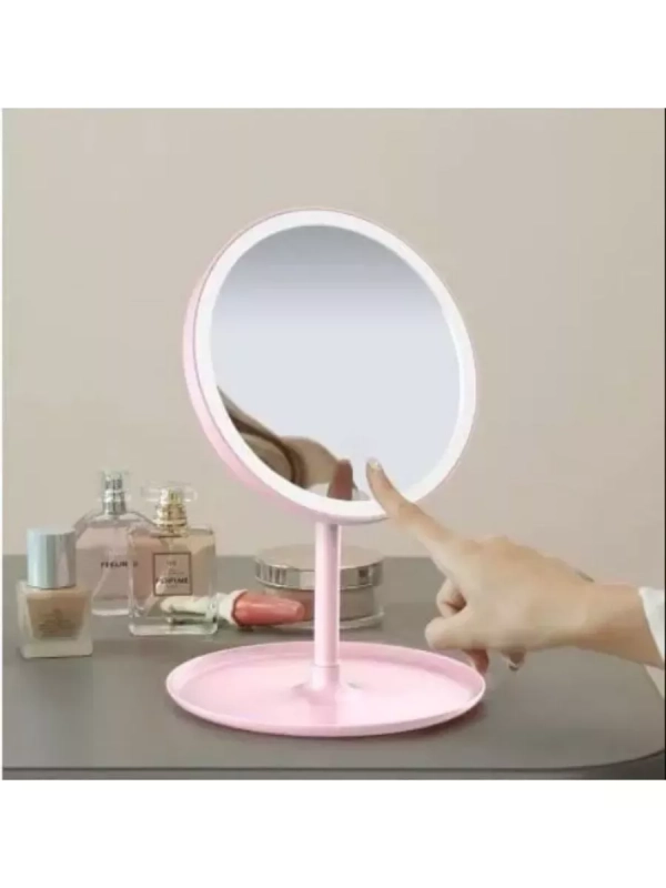 Настольное зеркало для макияжа с подсветкой MIRRORLIGHT- А1 розовое
