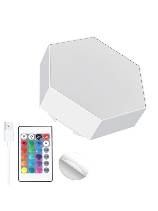 Светодиодный светильник RGB Соты 12 штук с пультом управления и Wi-Fi Светодиодный светильник RGB Соты 12 штук с пультом управления и Wi-Fi