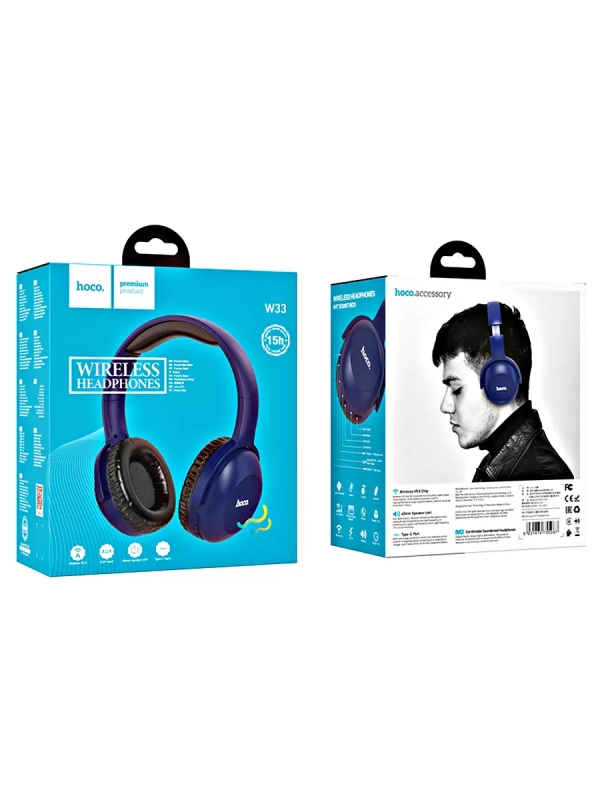 Наушники W33 Art Sount Bluetooth HOCO синие
