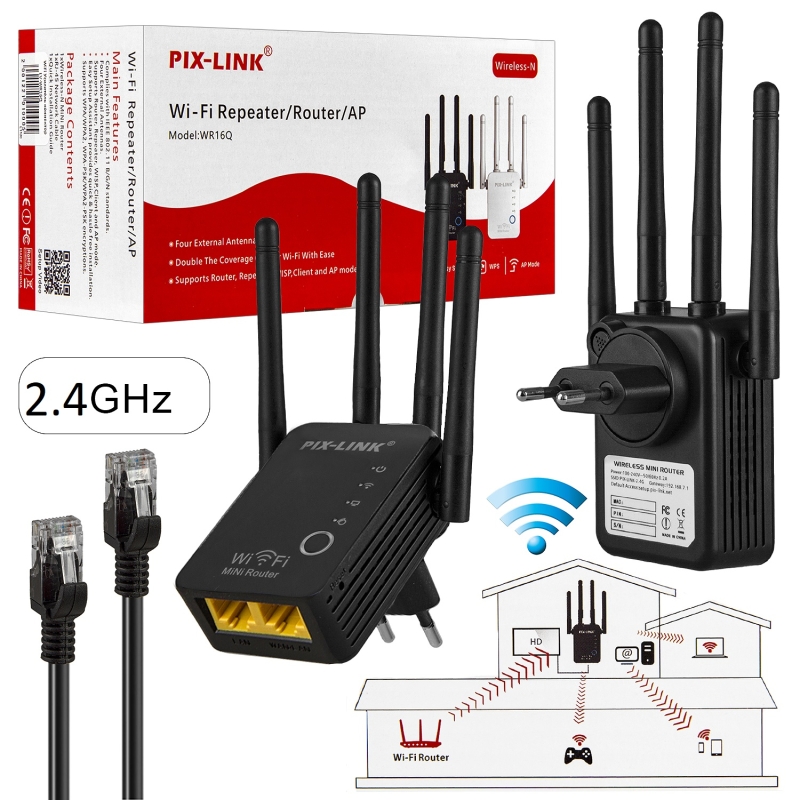 WiFi Усилитель коннектор 2.4G LV-WR16Q Черный WiFi Усилитель коннектор 2.4G LV-WR16Q Черный