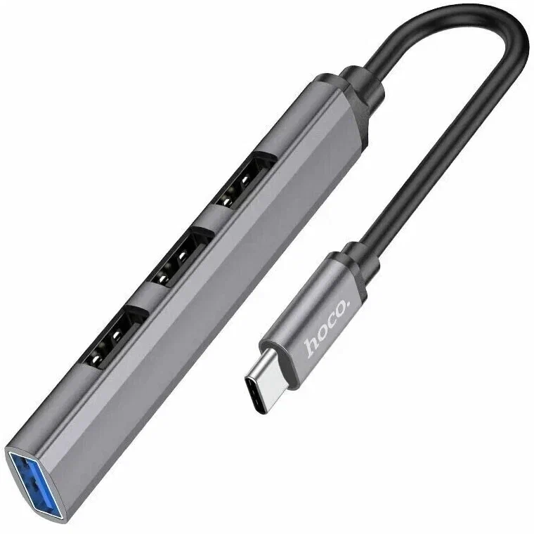 HUB HB26 Type-C на USB 3.0 + 3 USB 2.0 HOCO серый