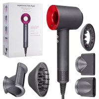 Набор фен Supersonic hair dryer Серый с красным (6 в 1) 3M