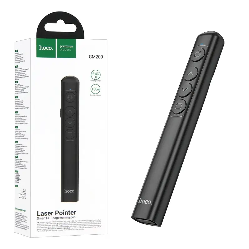 Презентер GM200 Smart, Bluetooth, лазерная указка, питание AA HOCO черный Презентер GM200 Smart, Bluetooth, лазерная указка, питание AA HOCO черный