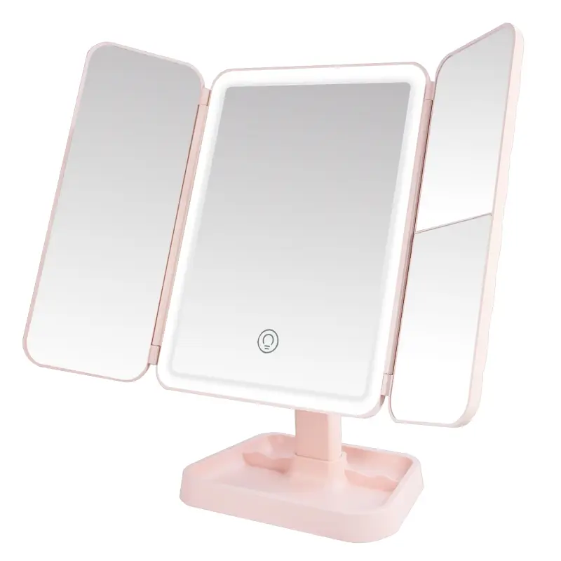 Настольное зеркало для макияжа с подсветкой ML-04 ISA розовое Настольное зеркало для макияжа с подсветкой ML-04 ISA розовое