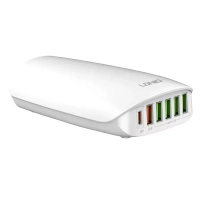 Переходник СЗУ на 5 USB + Type-C 65 WA6573C LDNIO