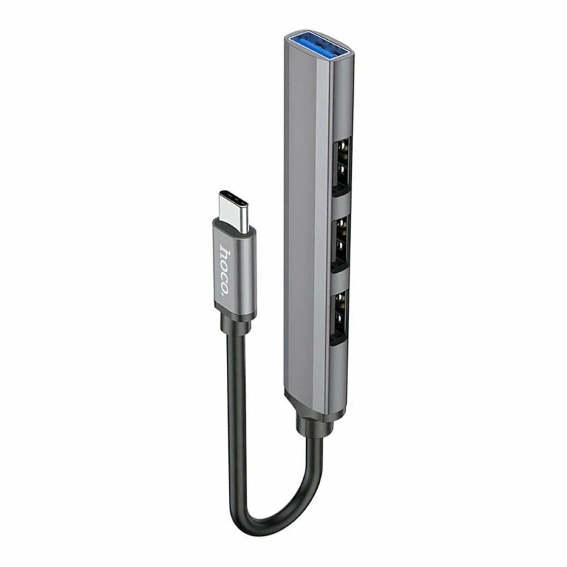 HUB HB26 Type-C на USB 3.0 + 3 USB 2.0 HOCO серый