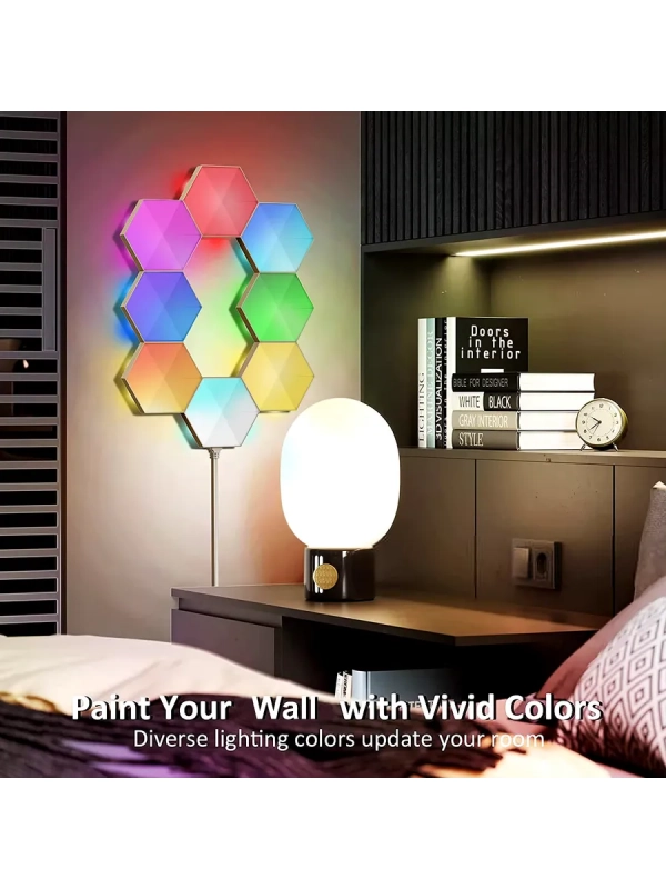 Светодиодный светильник RGB Соты 12 штук с пультом управления и Wi-Fi Светодиодный светильник RGB Соты 12 штук с пультом управления и Wi-Fi
