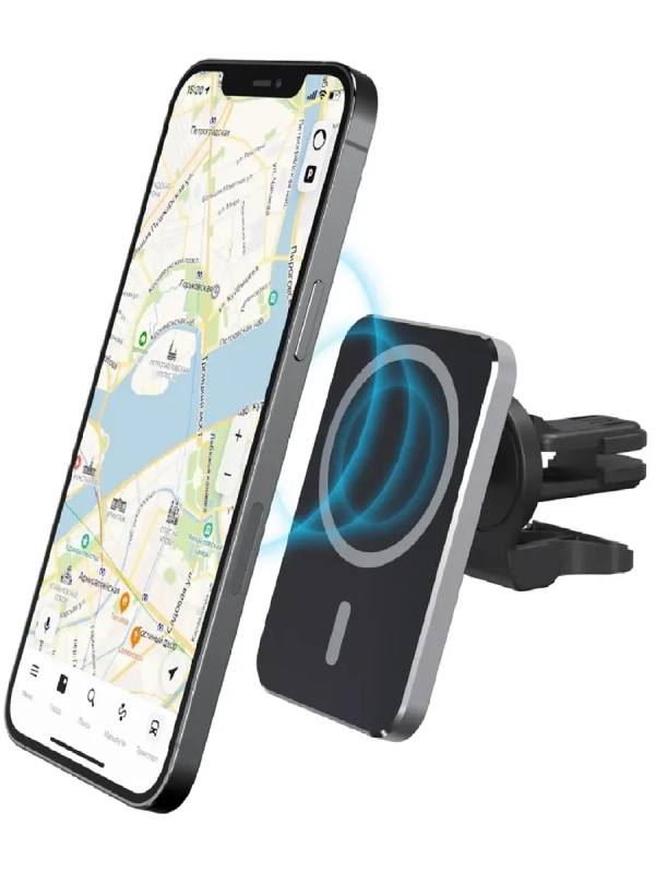 Беспроводная зарядка 15W + Автомобильный держатель магнитный черный Беспроводная зарядка 15W + Автомобильный держатель магнитный черный