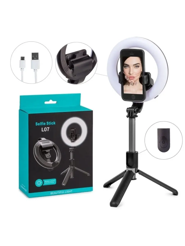 Селфи кольцо 16См на триподе с пультом Model L07 (1200 mah) батарейка в комплект не входит Селфи кольцо 16См на триподе с пультом Model L07 (1200 mah) батарейка в комплект не входит