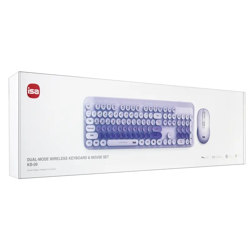 Комплект беспроводная клавиатура + мышь ISA KB-09 фиолетовая Комплект беспроводная клавиатура + мышь ISA KB-09 фиолетовая